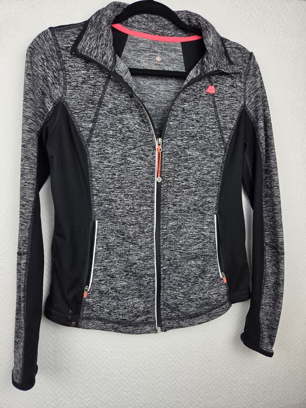 Tangerine Women's Small Space Dye Full Zip Athletic Jacket Black Coral